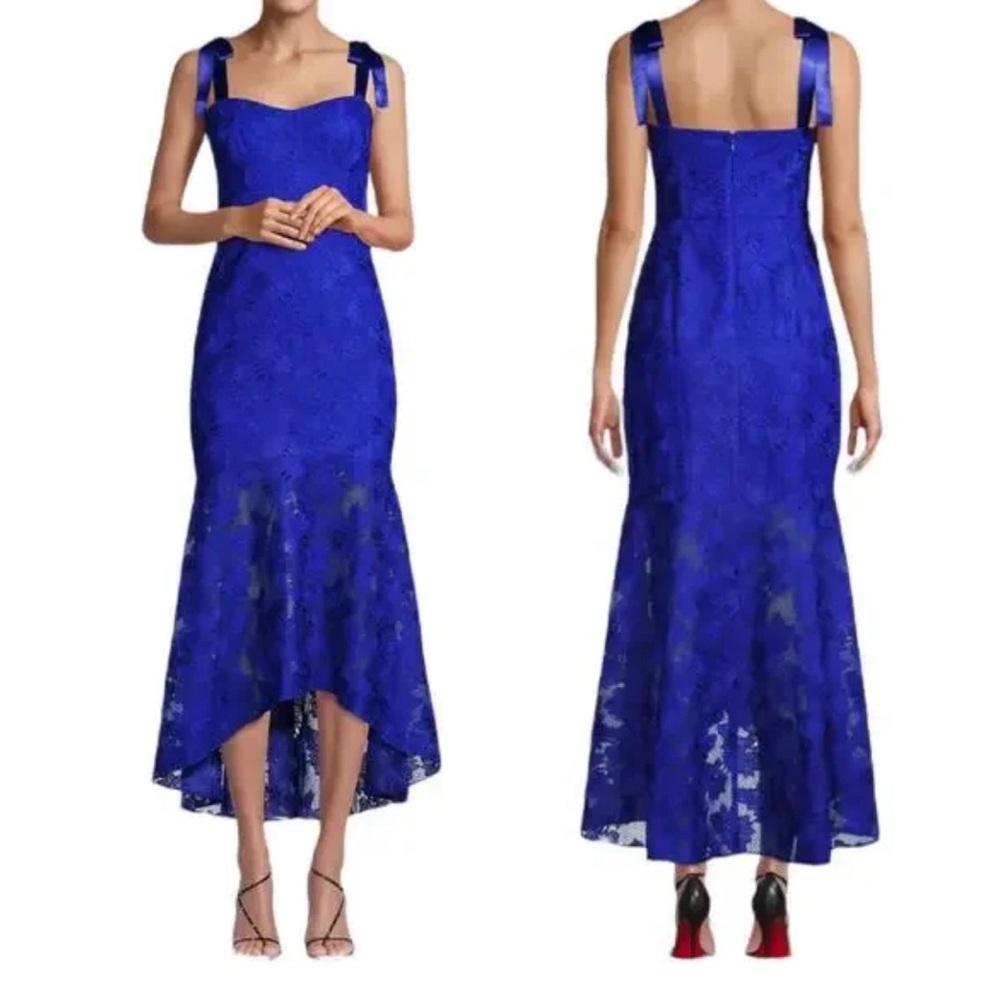 Like NEW Aidan Mattox Blue Lace High Low Formal Dress Size 0